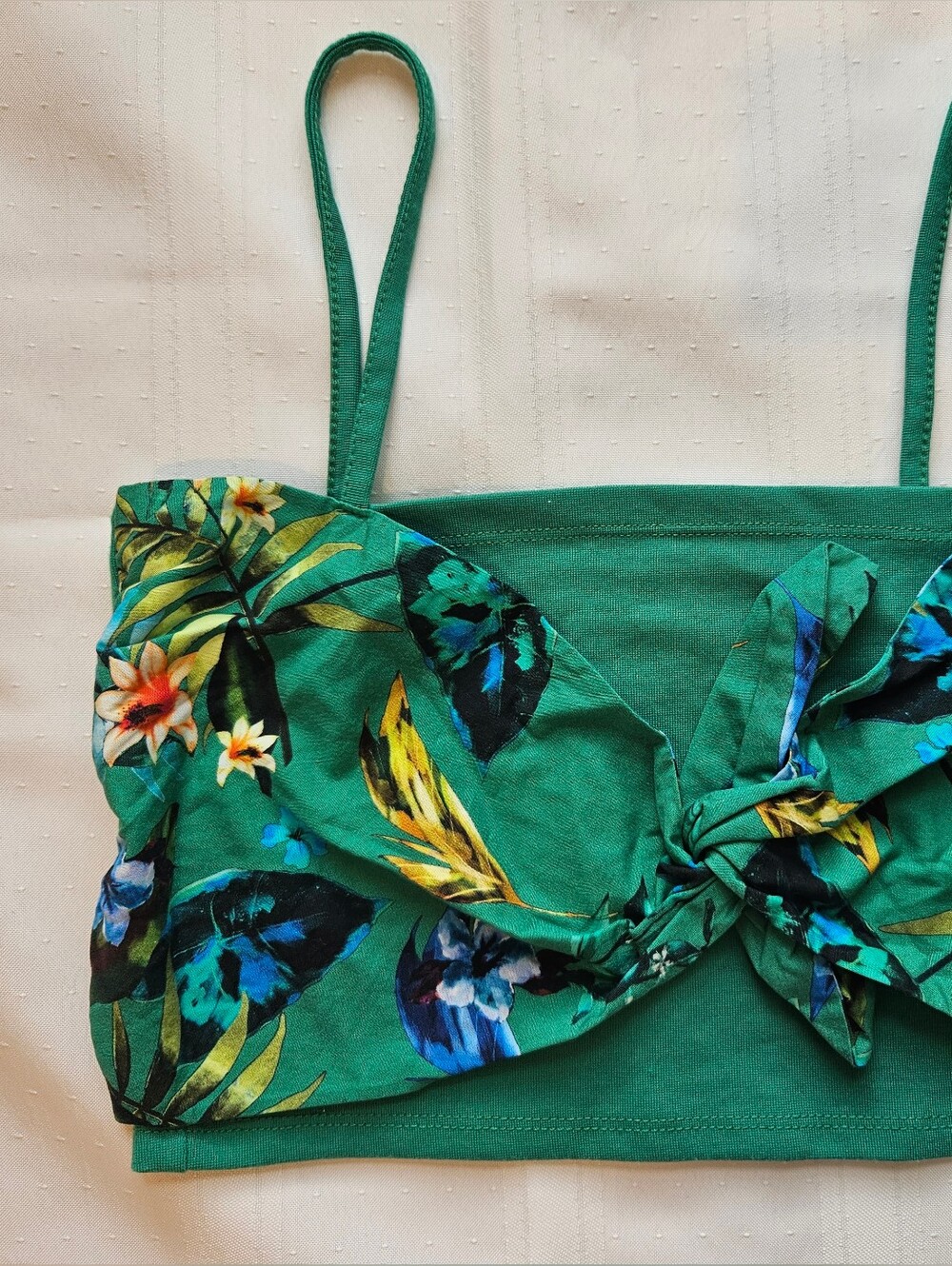 stradivarius Green Tropical Floral Kids One-Piece